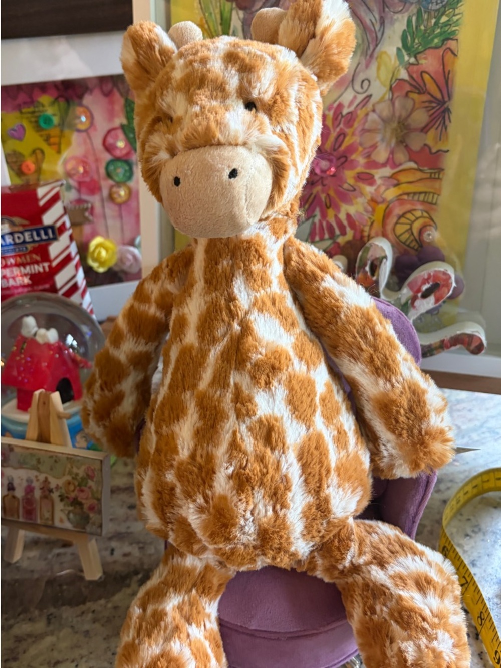Jellycat Authentic Bashful Giraffe Plush w/Blue Gift Bag  Stuffed Animal NWT - Picture 5 of 12